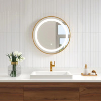 Зеркало с подсветкой для ванной комнаты в золотой рамке Розарио