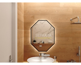 Зеркало в ванную комнату с подсветкой Валенза Блэк 70х80 см